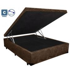 Cama Box Baú Casal Black AColchões Suede Marrom 41x138x188
