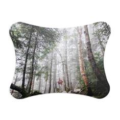 Moldura de quebra-cabeça com cenário de natureza de nevoeiro, decoração de quadros, quebra-cabeça