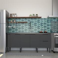 Balcão para Cozinha 3 Portas 3 Gavetas Cisne Cozimax Preto