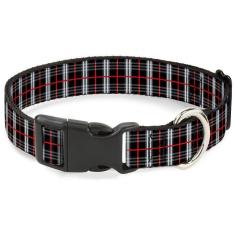 Coleira de cachorro com fivela em plástico preto/vermelho pa