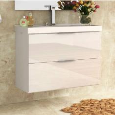 Gabinete para Banheiro Suspenso 3 Gavetas sem Cuba Pietra Móveis Bosi Branco/Branco Brilho