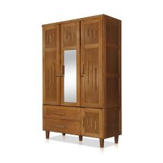 Guarda-roupa Imperatriz 3 Portas Castanho com Espelho Castanho