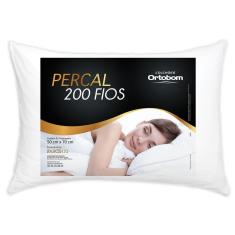 Travesseiro 70cm x 50cm 1 Peça Ortobom Fascínio Percal 200 Fios Algodão Branco