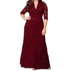 Vestido Plus Size Madrinha Longo Renda Civil Noiva Festa - Bella Fest,