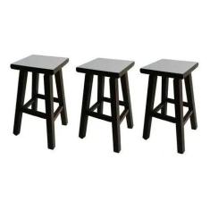 Kit 3 Banqueta Media Hardman Padrão Nogueira Assento Quadrado MDF Bran