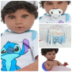 Boneco Reborn Príncipe Cabelo Cacheado Pode Dar Banho - Cegonha Reborn