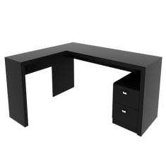 Mesa com 2 Gavetas para Escritório Home Office ME4129 MDP Preto G69 - Gran Belo