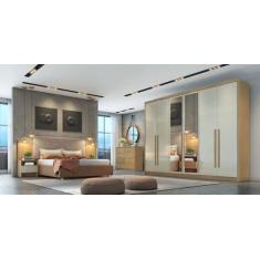 Guarda Roupa Casal Com Espelho 6 Portas 6 Gavetas - Robust -Cumaru/Fen