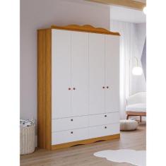 Guarda Roupa de Bebê 4 Portas 4 Gavetas Aquarela Espresso Móveis Natur