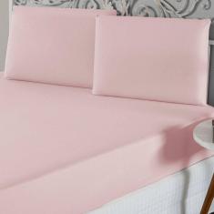 Jogo De Lençol Casal Padrão Malha 100% Algodão 3 Peças - Rosa