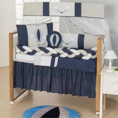 Kit para Berço Bebê Balão 10 Peças - Marinho - 100% Poliéster - Casa S