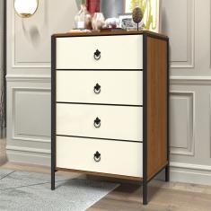 Cômoda Industrial Magali Preto Canela Off White