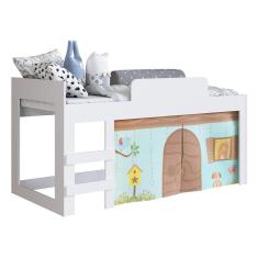 Cama Infantil Com Cortinas Para Colchão 188x88cm Multimóveis Cr40068 Branca Branco