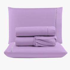 Jogo De Lençol Peletizado 400 Fios King 4 Peças Barato - Casa - Hotel - Pousada - Lilás