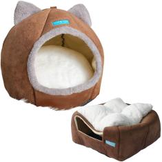 Cama Casa Toca Iglu Tenda Caminha Cabana para Gatos Pets - Duke & Dixie Marrom