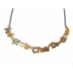 Colar Ave Maria Cheia De Graça Folheado Ouro 18K