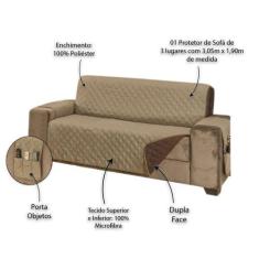 Protetor para Sofá de 3 Lugares Manu - MR, Kaqui/Tabaco