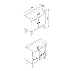 Aparador 2 Portas Rt 3112 Movelbento Rústico/off White