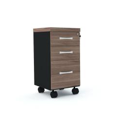 Gaveteiro Volante 3 Gavetas Com Chaves Pe40 Em Mdp Walnut