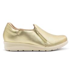 Tênis Usaflex Em Couro Slip On Zíper MM1801-Feminino