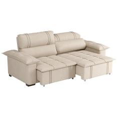 Sofá 4 Lugares Retrátil e Reclinável Zurique Suede Bege