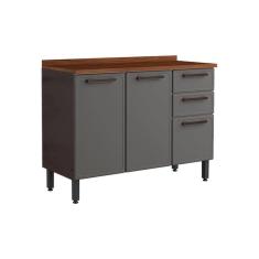 Gabinete De Cozinha Modulado Balcão Estilo Portas E Gavetas C/ Tampo Cinza/grafiteBertolini