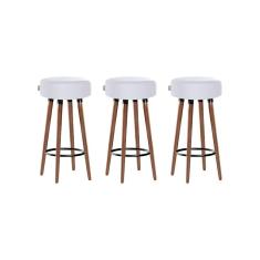 Kit 3 Banquetas Alta Pés Palito Roma Branco 70cm