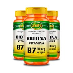 Kit 3 Vitamina B7 Biotina 60 cápsulas Unilife