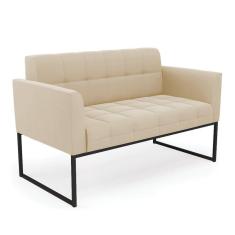 Sofá Namoradeira Elisa Suede Bege Base Metálica Industrial Preto - D`rossi