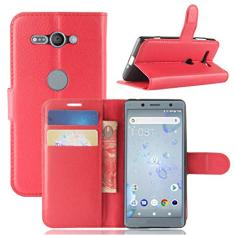 Sony Xperia XZ2 Capa compacta, capa carteira flip de couro PU premium com compartimento para cartão, suporte e fecho magnético [capa interior à prova de choque de TPU] Compatível com SONY Xperia XZ2