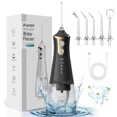 Irrigador Oral Limpeza Profunda Jato D àgua Supersônico 3 Modos Diferentes Recarregável Usb Bivolt Limpador de Dentes Sem Fio Dental Tanque de 300ML 4 Modos de Limpeza