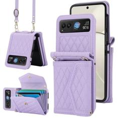 Asuwish Capa de celular para Motorola Razr 40/Moto Razr 2023 capa de celular carteira com bloqueio RFID slot para cartão de crédito alça transversal alça transversal suporte acessórios XT2323-6