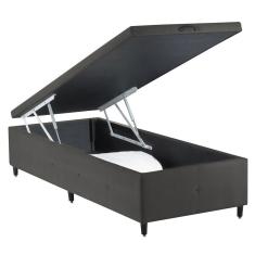 Base para Cama Box Solteiro com Baú p/ Colchão 88cm S. Design - Cinza