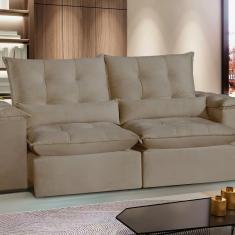 Sofá San Paulo Retrátil e Reclinável Assento com Molas 290 Cm Bege