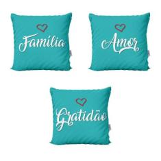 Capas De Almofadas Família, Amor E Gratidão Decorativas Sofá - Novadec