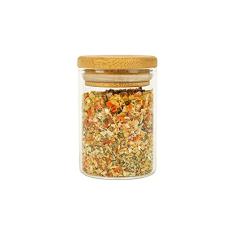 Oikos - Pote de Vidro 110ml com Tampa de Bambu Hermético Redondo Flat