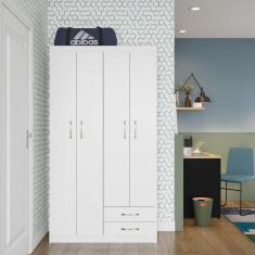 Guarda-Roupa Solteiro Melbourne 4PT 2GV Branco