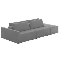 Sofá Ilha Modular Com Puff Para Sala Living 232cm Georgia K04 Veludo Cinza - Mpozenato