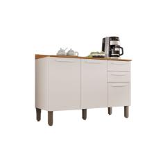 Balcão de Cozinha New Valência 3 portas 2 Gavetas Branco - Sallêto