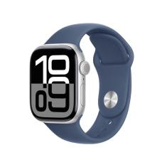 Apple Watch Series 10 GPS • Caixa prateada de alumínio – 42 mm • Pulseira esportiva denim M/G
