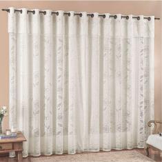 Cortina 2,00x2,50 Sala Quarto Luna Rendada Para Varão - Palha