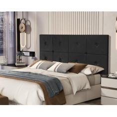 Painel Cama Box Botão Casal 1,40 Elegance Cor Preto Comprar - Comprar 