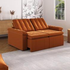 Sofá Cama Palmeira 3 Lugares Retrátil Reclinável 2,00m Veludo com Mola