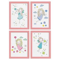 Quadros para Quarto Menina e Flores Moldura Rosa 22x32cm - Quartinhos