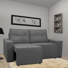 Sofá Retrátil Polo 1,80m Confortavel Para Sala Suede Herrero Cor:cinza