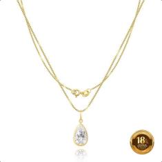 Cordão Feminino Veneziana Ouro 18k Gota De Zircônia    - Sofistgold, B