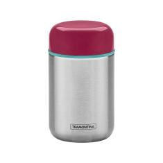 Pote Térmico Tramontina em Aço Inox com Tampa Rosa 8,8 cm 400 ml