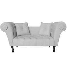 Recamier Divã Namoradeira Dubai Capitonê Suede Branco - DS Estofados