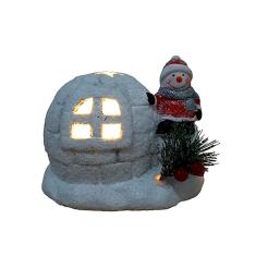 Enfeite de Natal Casinha Nevada Iglu Boneco de Neve Acende