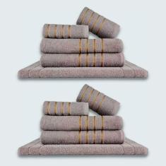 Jogo De Toalhas 10 Pçs Coleção Dubai 100% Algodão Cinza+cinza